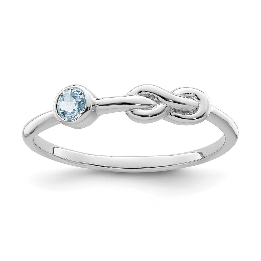 Kazi Luxury Sterling Silver Rhodium-plated Polished Infinity Aquamarine Ring